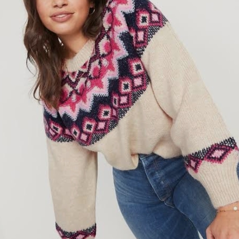 Old Navy Pink and Cream Sweater 4x - Picture 3 of 11